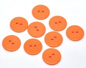 50 Round Plastic Buttons Two Hole 23mm Orange - 50 Pack