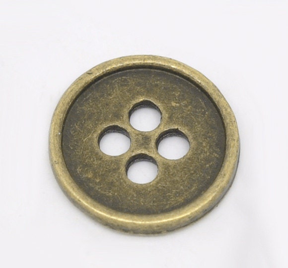 8 - Antique Bronze 4 Hole Buttons 13mm - Pack of 8