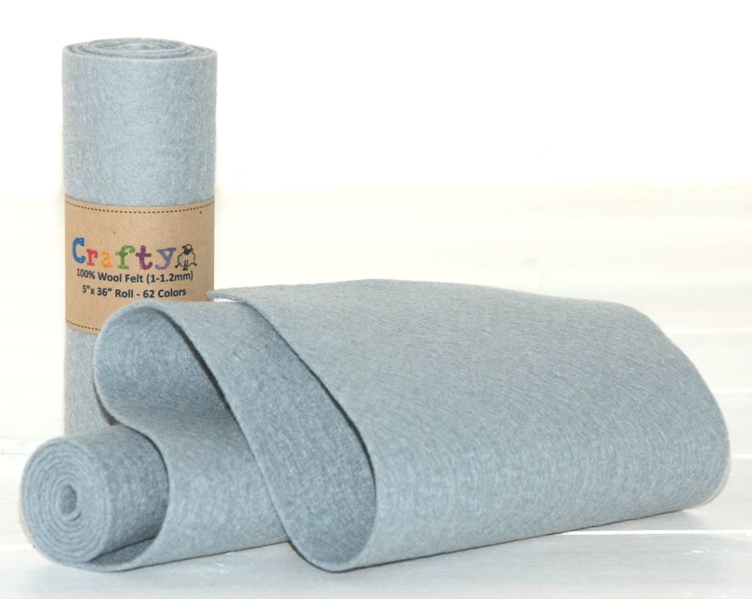 Wool Felt Roll - 5" x 36" 100% Wool Felt Roll - Wool Felt Color Gray-48 - European Felt