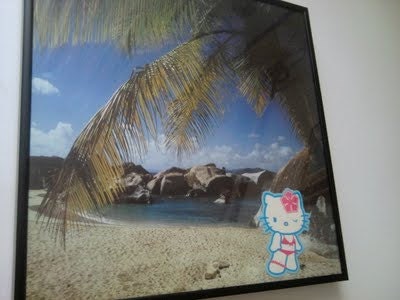 Hello Kitty mixed media collage art framed 12 X12
