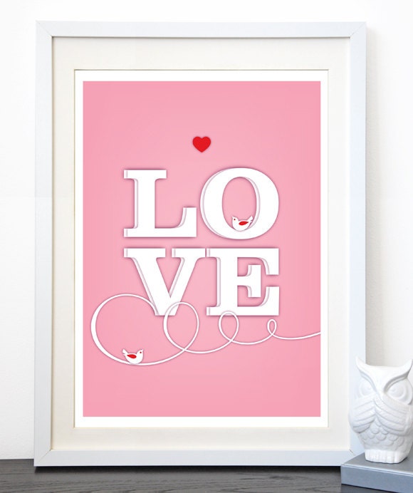 Love Gaze Print in Sweet (Pink) Size A3