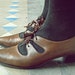 School Girl Chic Shoes // 60's Nine West Shoes // Office Fashion // Stacked Wooden Heel Leather Shoes With Tassels // Size 7