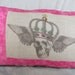 Pink and Black Pillow Sugar Skull, Day of the Dead, Halloween, Dorm Decor 12 x 24 Insert included