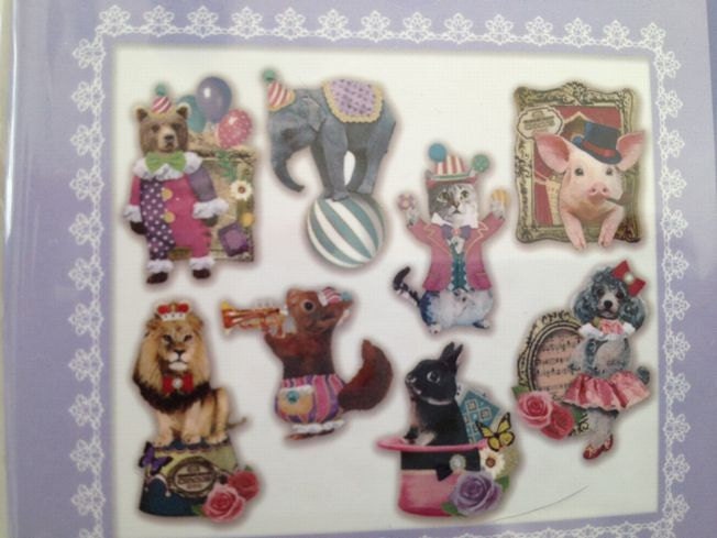 Japan Q-lia 64pcs Booklatte ANIMALS CIRCUS sticker sacks