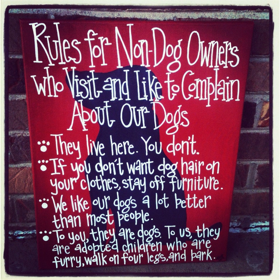 Rules for Non-Dog Owners 16 by 20 Canvas Silhouette Painting