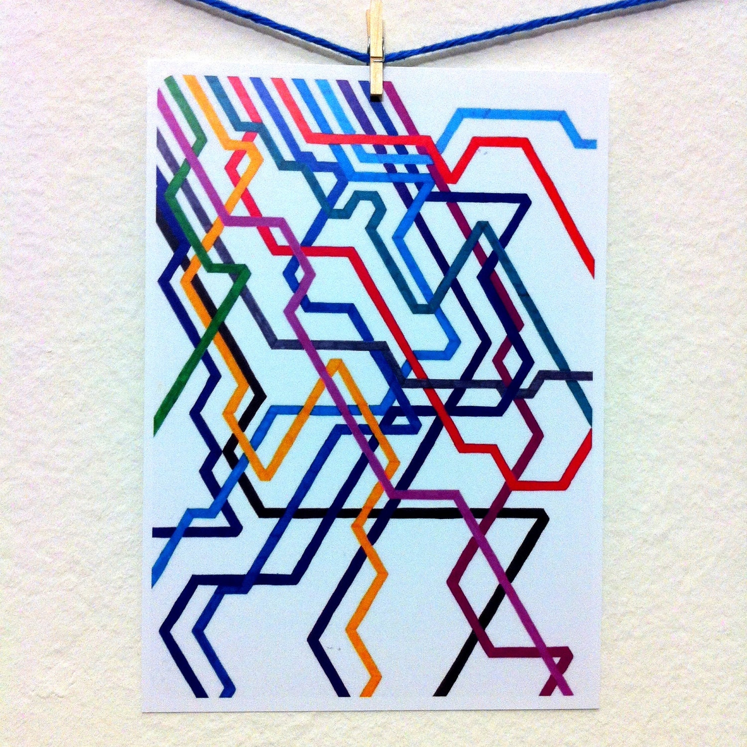 Colorful Art Stationery - Giant Subway - Graph Drawing  - Notecard/Stationery