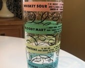 Vintage 50s 60s Mixing Glass Pastel Drink Recipes