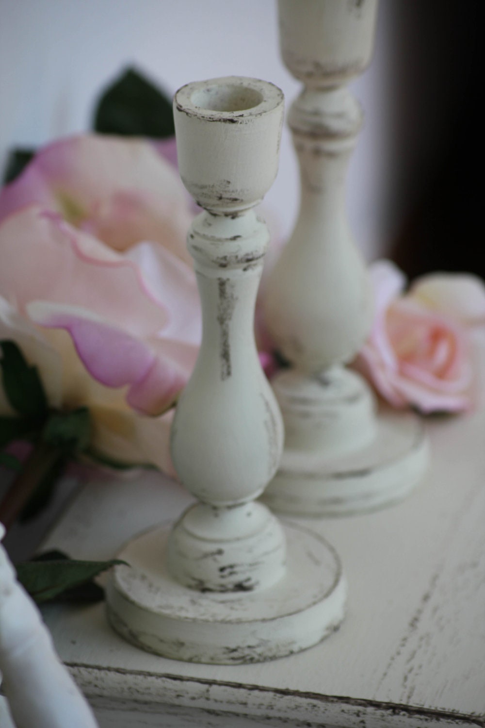 Shabby Chic Wedding Candle Holder set - RoseinItaly
