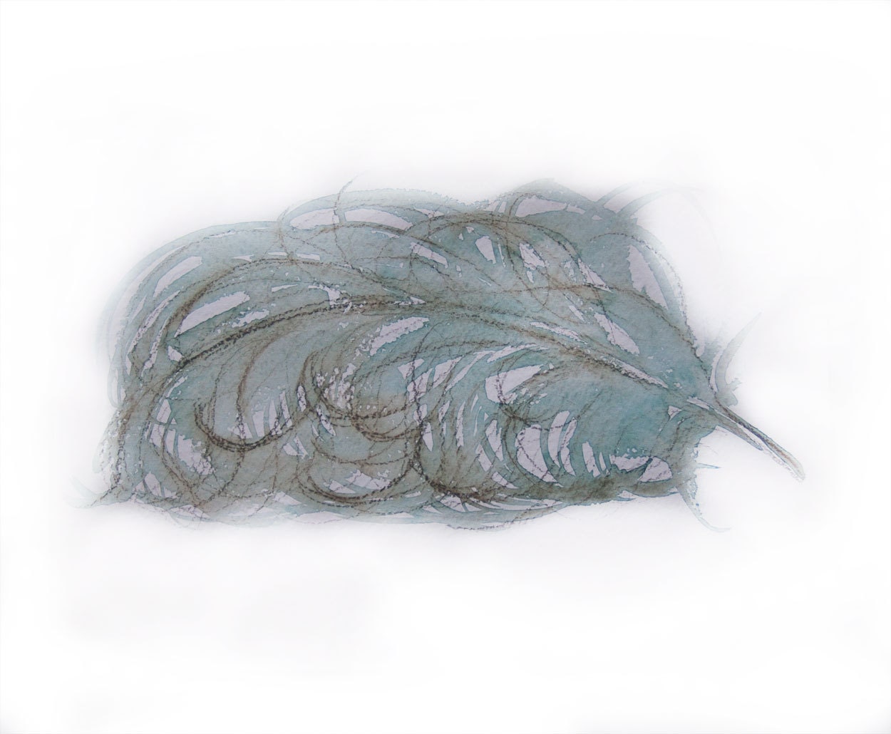 Watercolor original painting-Feather watercolor-Ostrich feather painting-Olive green feather - rakla