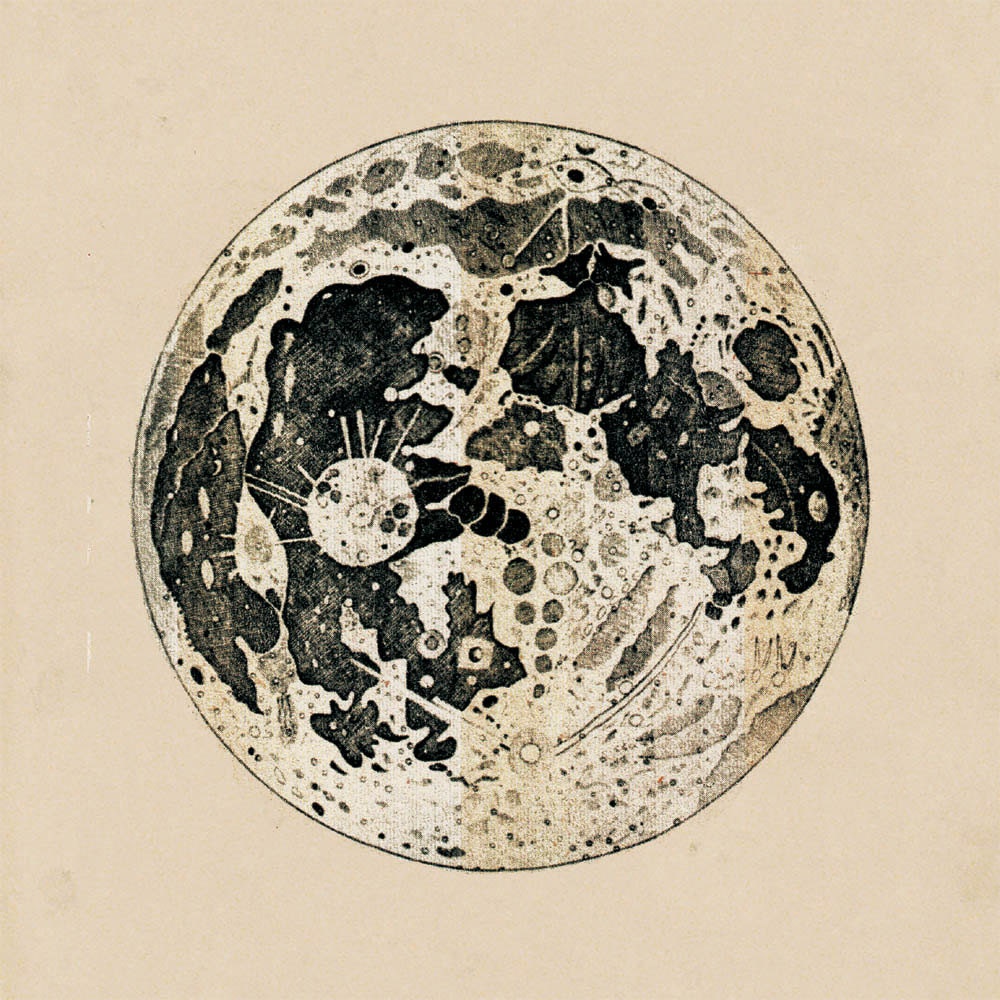 Astronomy Print Antique engraving of the Moon Recovered Vintage Image  to Frame