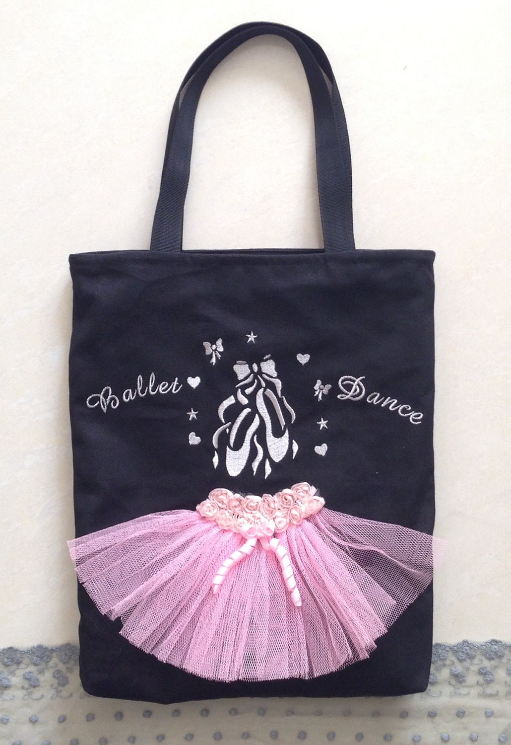 ... tote bag-Embroidery bag-embroidery lining tote bag-Ballet pattern