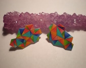 Geometric Shrink Plastic Earrings - Abstract Neon "Rock Candy" Earrings