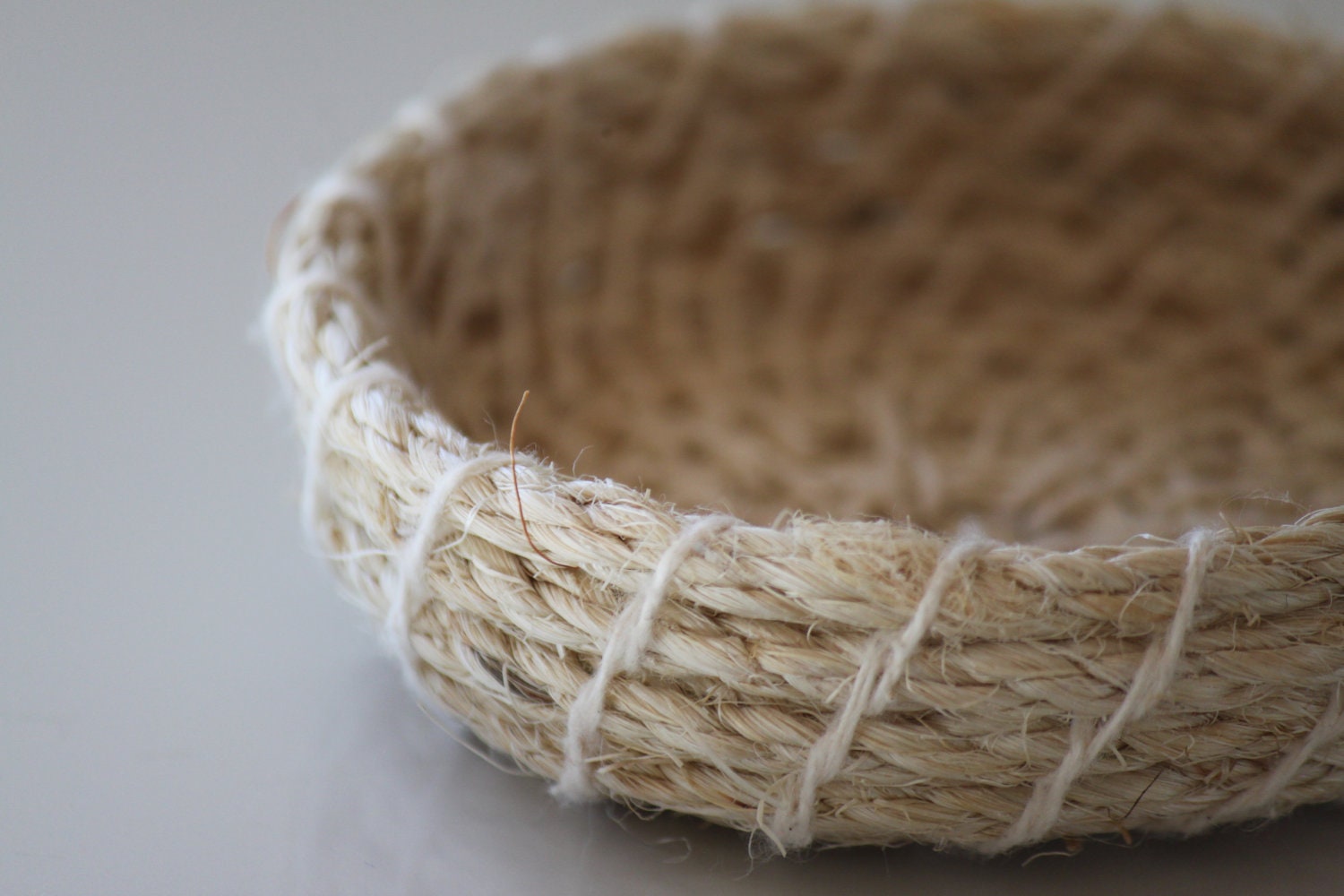 Upcycled 'Nude' Rope Basket: Natural / Coiled / Small