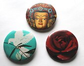 WORLD PEACE handmade pinback button set