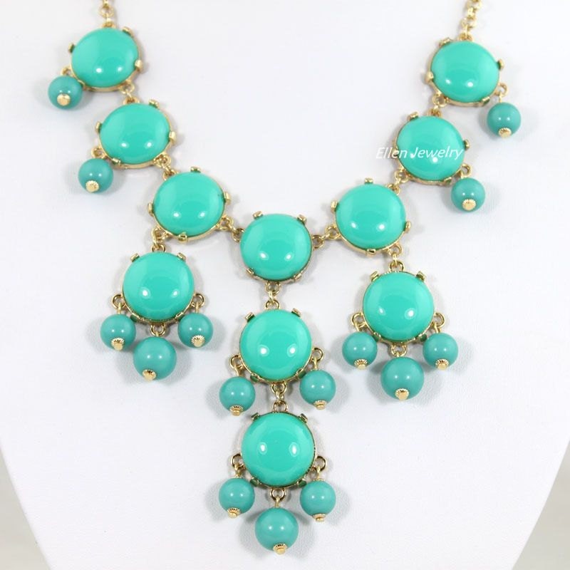Turquoise Bubble Bib Necklace,Small Bubble Necklace, Handmade Bubble Jewelry Bib Necklace Statement Necklace(SM0514-20MM Size)
