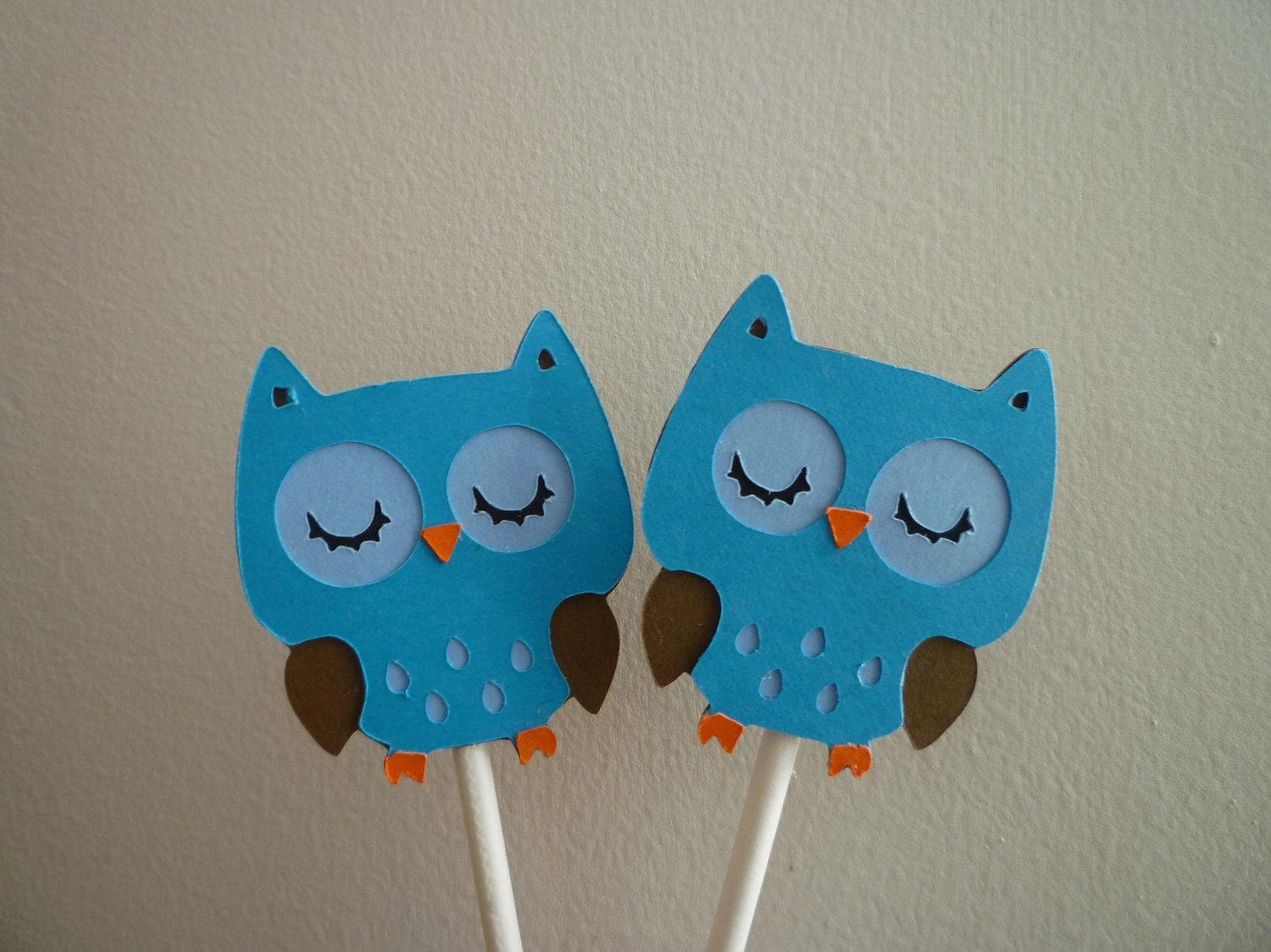Owl Cupcake Toppers - Set of 12