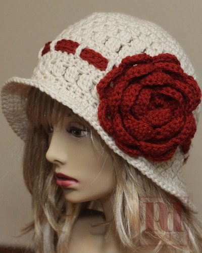 Ladie's Rose Cloche with Band Crochet PDF Pattern
