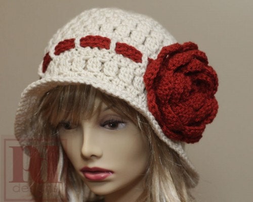Ladie's Rose Cloche with Band Crochet PDF Pattern