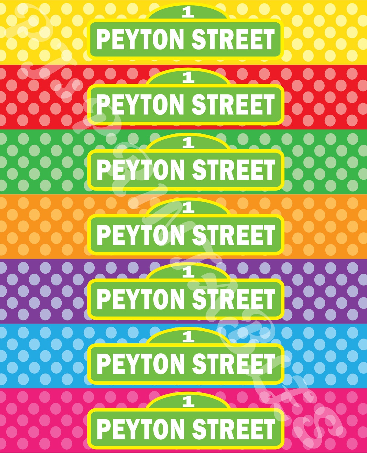 Sesame Street Polka Dot Water Bottle Labels - Customized Digital File Il_170x135