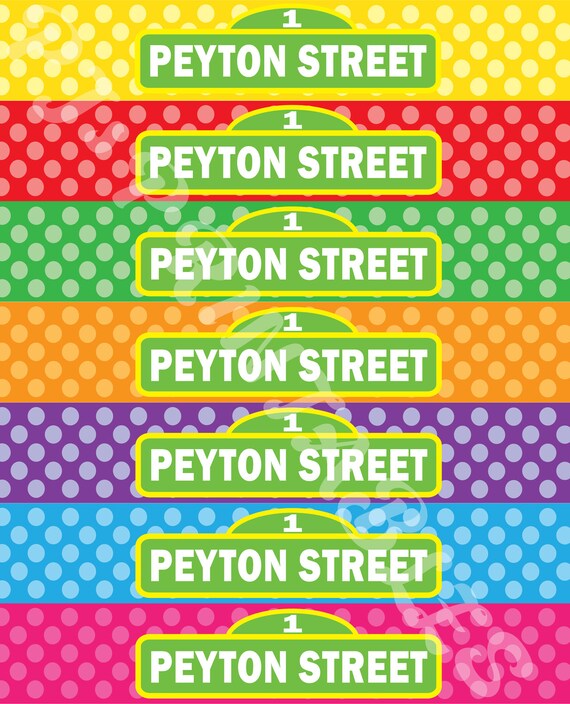 Sesame Street Polka Dot Water Bottle Labels - Customized Digital File Il_570xn