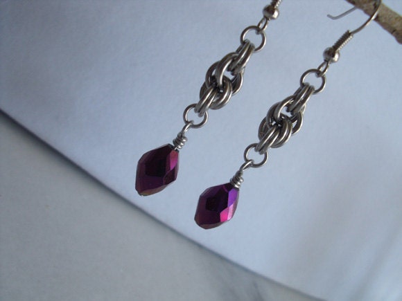 Chainmail Twist Drop Earrings