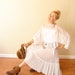 Vintage 1970s 70s lace dress summer dress wedding dress, hippie boho dress, sheer dress, lace angel flutter sleeves, xs/s/m