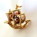 Vintage Brooch Spanish Damascene Ship In Full Sail A Dragon Boat