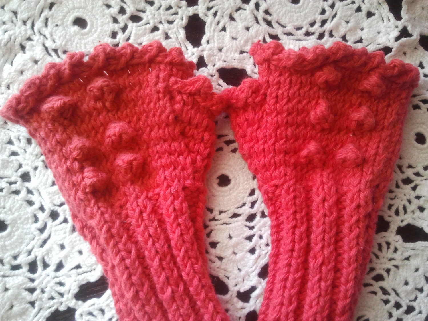 Fingerless Knitted Cotton Gloves - Girls sizes 2-4
