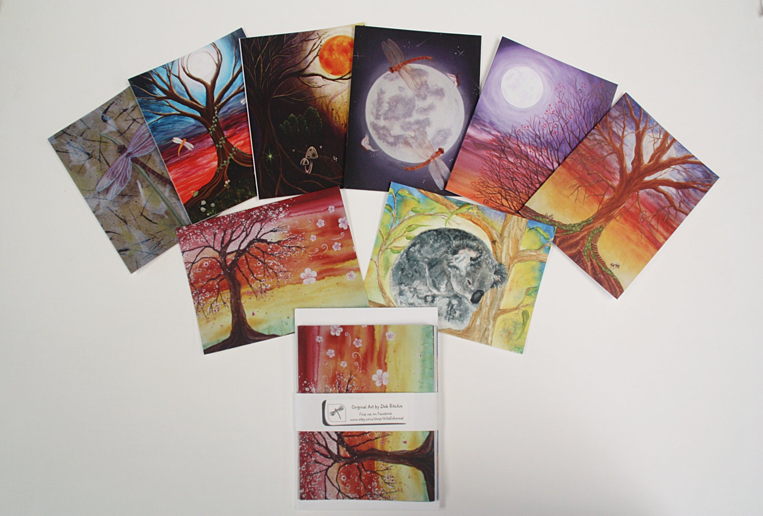 Gift / Note Card Pack of 5 - Whimsical Nature Art featuring my Watercolour & Acrylic Paintings - Choose your designs