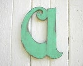 Letter, a, wooden lower case handcut hand painted vintage style antique style typeset decorative letters - LettersofWood