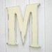 Nursery Letter M Wood Antique White Shabby chic Kids wall art Initial Alphabet Rustic Cabin Cottage Decor