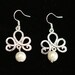 Earrings silver Chinese knot pendant in with white pearl