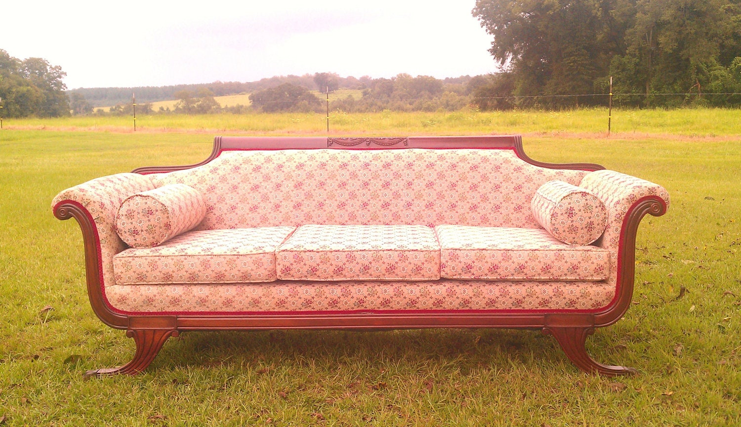 Antique Regency Sofa Couch - Gorgeous Reupholstered Furniture - MARKED DOWN from 1200
