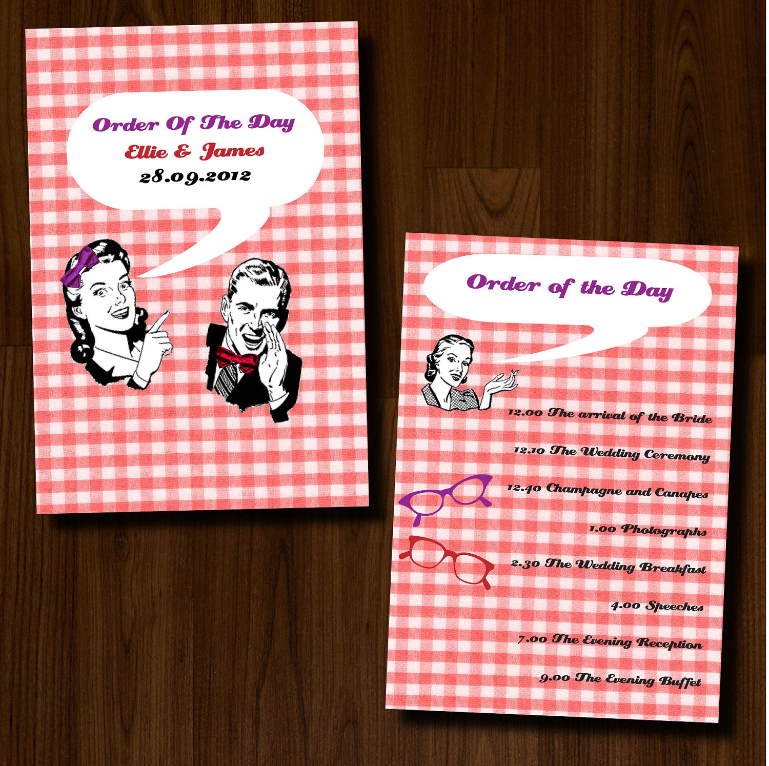 Retro, 50s, Vintage, Fun, Red, DIY Printable Wedding Order of Service/Ceremony Program Il_170x135
