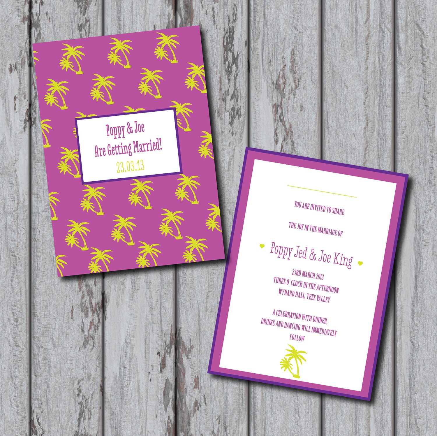 Fun, 1950s inspired, Retro, Palm Tree DIY Printable Wedding Invitation Il_570xn