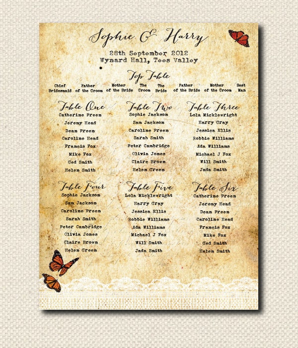 DIY PRINTABLE Vintage Rustic Lace Table/Seating Plan Il_570xn