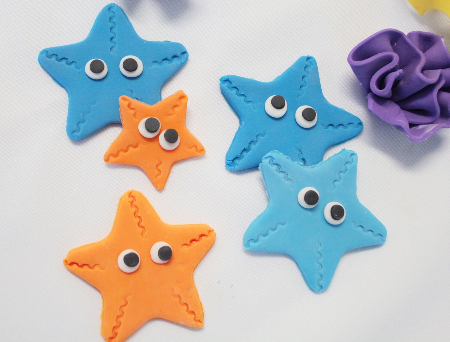 Edible Fondant Star fish with eyes 12 qty for by SugarAndStripesCo