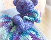CUSTOM Crochet Baby Bear Blanket Lovey  Infant Blanket Bear  Crochet Baby Lovey MADE to ORDER
