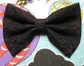 Black Lace Hair Bow with French Barrette Clip