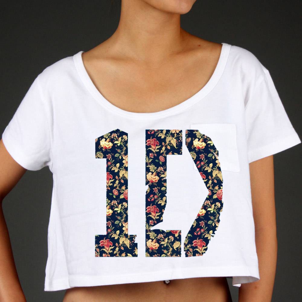 One Direction Floral Logo Crop Top - SMALL