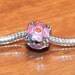 Sterling Silver and Pink Enamel Flower Bead for European Style Bracelets .925
