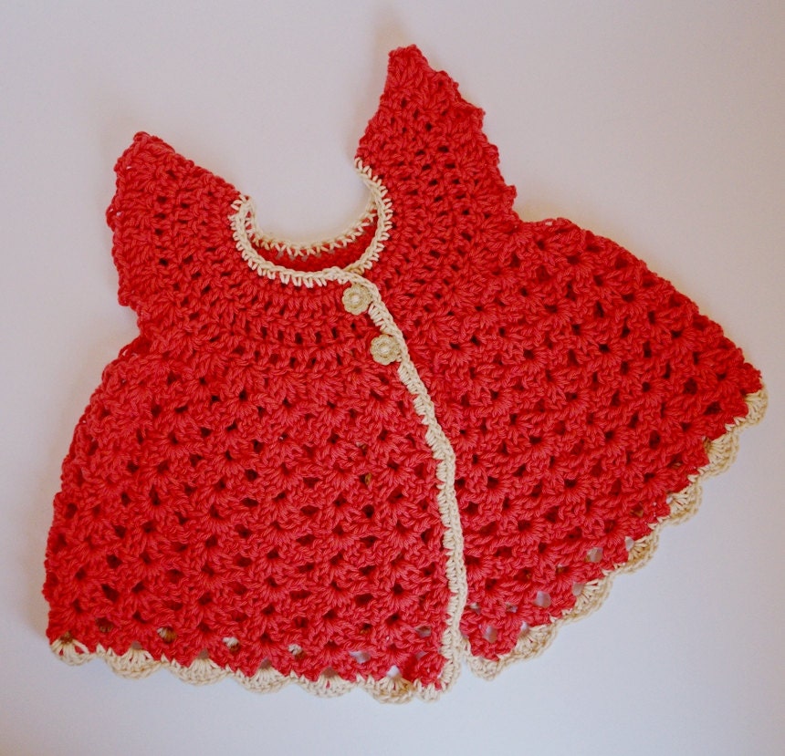 Items similar to 100 Cotton Crochet Red Shrug for Baby Girl on Etsy