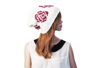 Slouch Hat PDF Knitting Pattern / Flower Hat Pattern / English Rose Hat Pattern