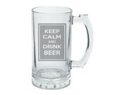 Keep Calm and Drink BEER, Birthday Gift, Fraternity Gift, College Gift, DEEP Etched Glass Beer Mug, Christmas Gift, Dad Gift