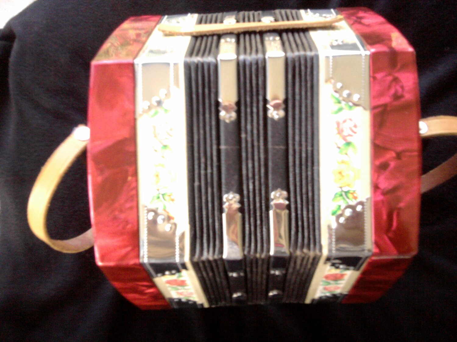 Vintage Red Lacquered Hohner Concertina by SocialmarysTreasures