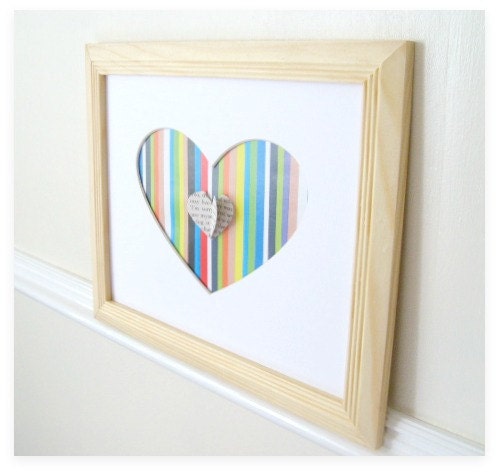 3D Heart Wall Art, Heart Art Print, Mixed Media Collage 10 x 8 Vertical Pattern