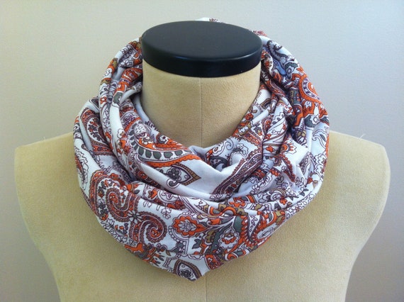 Paisley Jersey Infinity Scarf by oneforonecreations on Etsy