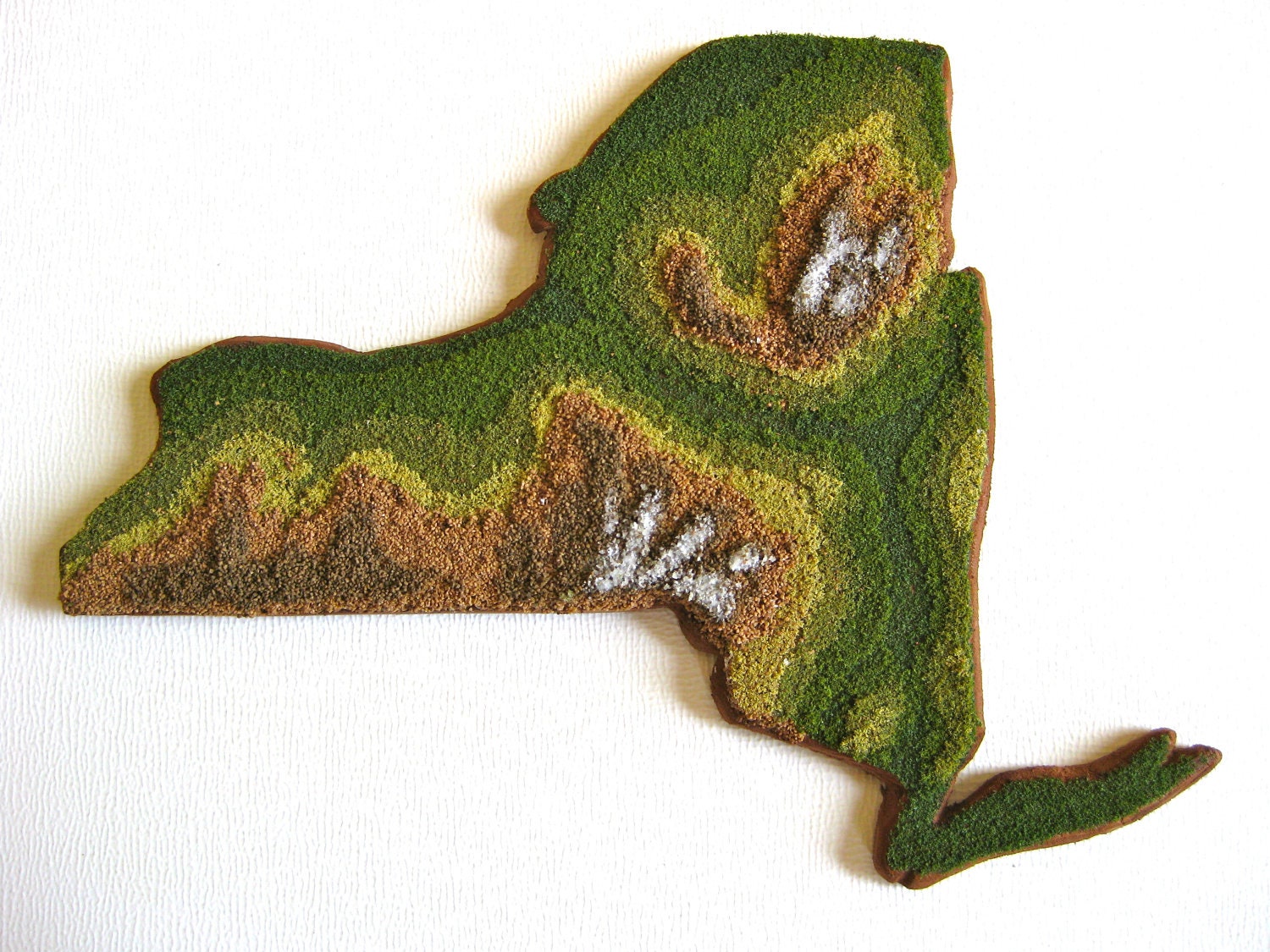 Items similar to 10" x 8" Hand Crafted Topographic Map of New York