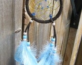 Dreamcatcher, Dark Brown and Blue, Native Dream catcher, small, ornament, decoration