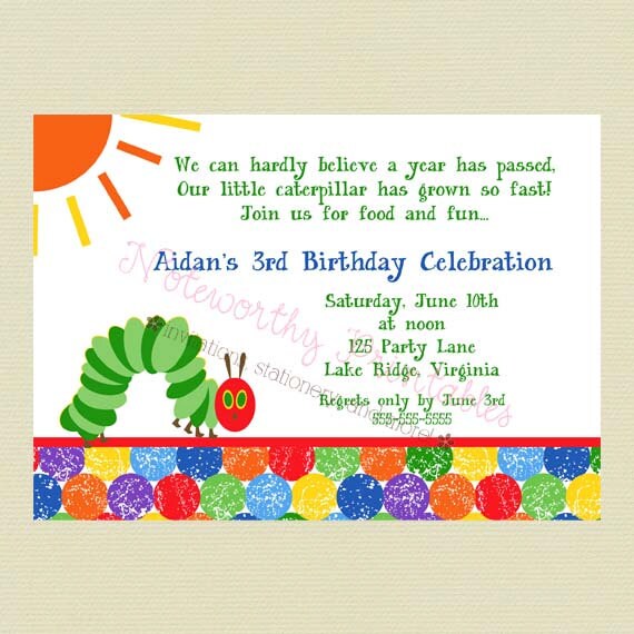Printable Very Hungry Caterpillar Birthday Invitation Il_570xn
